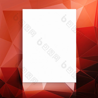空白纸海报红色的多边形模式工作室房间模板模拟为添加你的内容