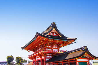 入口门红色的伏见inari神社的著名的神道教神社《京都议定书》日本