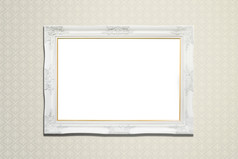 白色照片框架孤立的古董墙