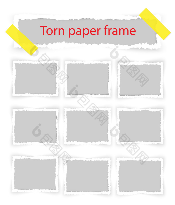 集撕裂纸框架扯掉边境为有创意的标签横幅向量插图