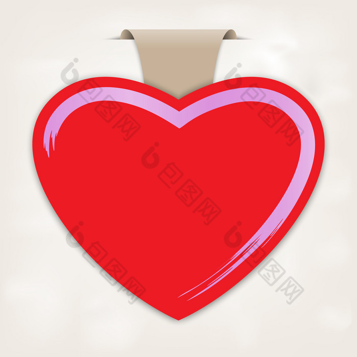空纸标签与心形状粉红色的背景为广告和设计为情人节卡向量插图