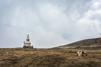 的伟大的石头佛教<strong>佛塔</strong>对的<strong>背景</strong>的多云的天空喜马拉雅山脉尼泊尔