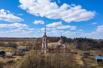 破旧的教堂的<strong>假设</strong>的祝福维珍玛丽的村parkhachevo伊凡诺沃地区俄罗斯空中视图