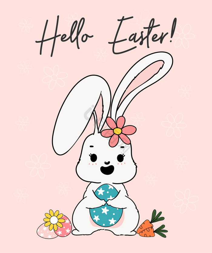 的春天兔子拥抱复活节蛋快乐春天复活节的涂图片