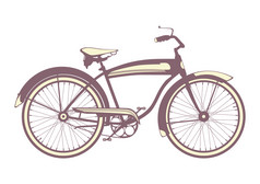 自行车图标一边视图经典自行车白色背景平向量