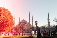 外视图奥斯曼帝国风格清真寺伊斯坦布尔