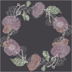 白色轮花作文与柔和的玫瑰和叶子黑色的背景首页装饰海报横幅打印纺织设计元素向量插图轮加兰装饰与玫瑰