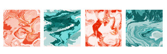美丽的橙色和绿松石卡片集与液体漩涡大理石流体现代艺术作品为壁纸横幅海报卡片邀请设计涵盖了演讲向量插图美丽的橙色和绿松石卡片集与液体漩涡大理石纹理