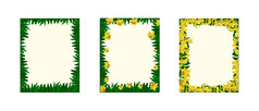 美丽的集与黄色的春天花帧白色背景水仙花邀请模板向量插图水仙花邀请模板白色