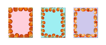 集与三个<strong>矩形</strong>柿子帧向量插图沙龙水果花环集为设计横幅菜单海报集与三个<strong>矩形</strong>柿子帧向量插图