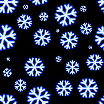 蓝色的霓虹灯雪花冬天模式黑色的背景冬天假期插图雪花背景蓝色的霓虹灯雪花冬天模式黑色的背景