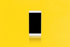 模拟智能手机黄色的背景设计为广告