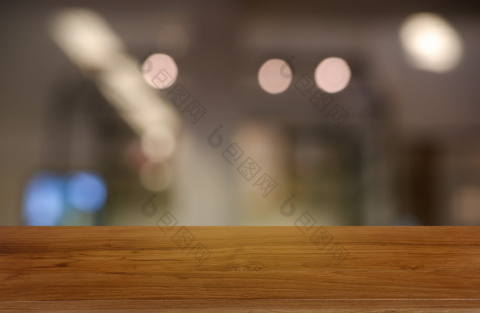 空木表格前面摘要模糊背景餐厅咖啡馆和咖啡商店室内可以使用为显示蒙太奇你的产品图像