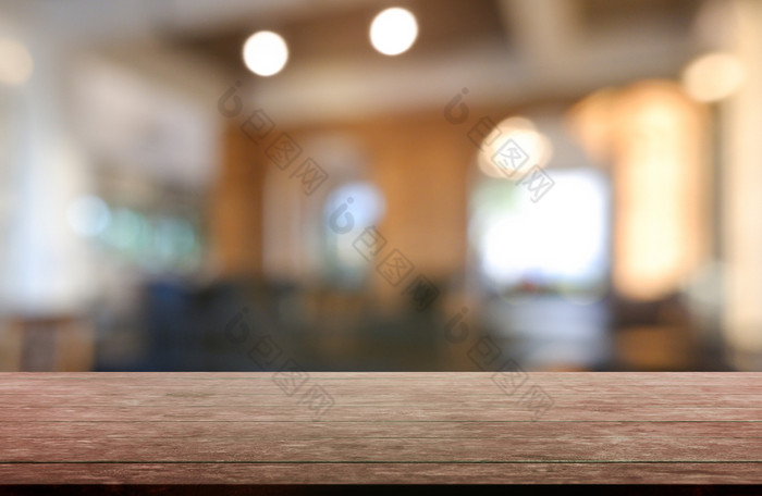 空木表格前面摘要模糊背景餐厅咖啡馆和咖啡商店室内可以使用为显示蒙太奇你的产品图像