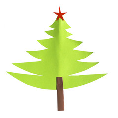 圣诞节松树使纸孤立的折纸圣诞节树白色