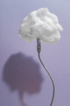 云概念与棉花云和Usb电缆