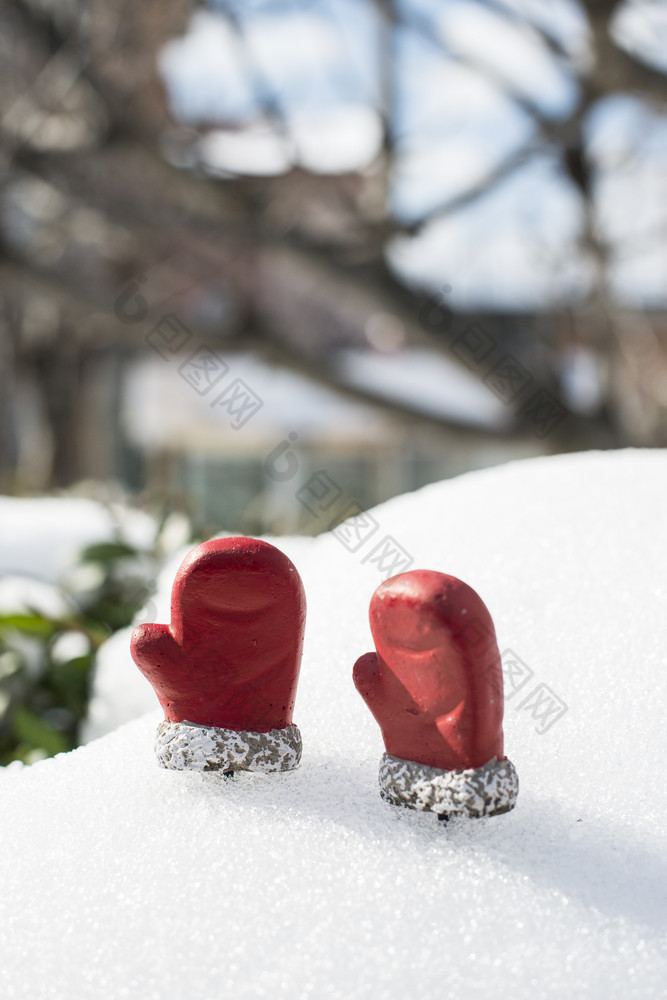 圣诞节靴子和手套的雪圣诞节靴子和手套