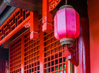特写镜头日本灯笼传统的灯装饰亚洲新一年传统