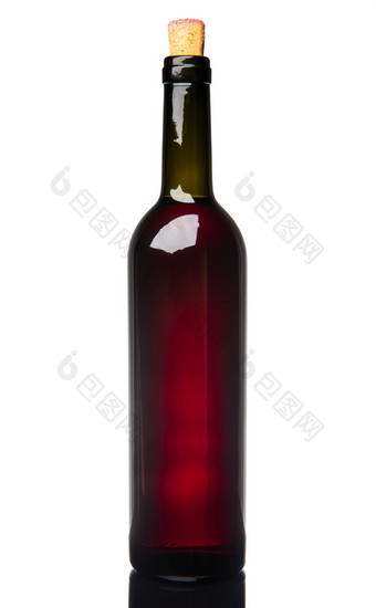 红色的<strong>酒瓶</strong>与软木塞孤立的白色背景红色的<strong>酒瓶</strong>与软木塞孤立的白色背景