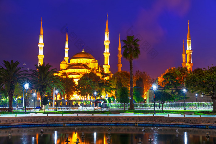 蓝色的清真寺的苏丹埃米广场伊斯坦布尔火鸡蓝色的清真寺的苏丹埃米广场伊斯坦布尔火鸡