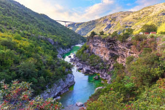 莫拉查河峡谷美丽的视图黑山共和国