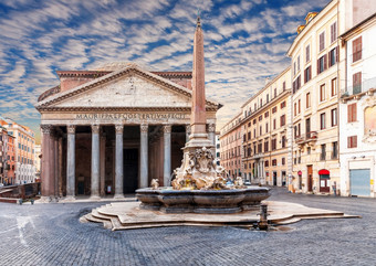 视图的万神殿和的喷泉罗通达广场罗马意大利