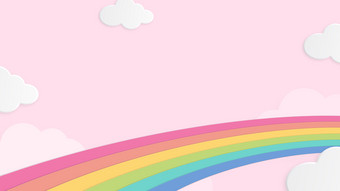 摘要卡哇伊很酷的色彩斑斓的云天空彩虹<strong>背景</strong>软梯度柔和的卡通图形概念为孩子们和<strong>幼儿园</strong>演讲