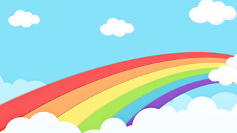 摘要卡哇伊很酷的色彩斑斓的云天空彩虹背景软梯度柔和的卡通图形概念为孩子们和幼儿园演讲