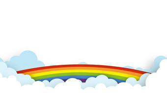摘要卡哇伊很酷的色彩斑斓的云天空彩虹背景软梯度柔和的<strong>卡通</strong>图形概念为孩子们和<strong>幼儿园</strong>演讲