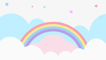 摘要卡哇伊<strong>很酷</strong>的色彩斑斓的云天空彩虹背景软梯度柔和的卡通图形概念为孩子们和幼儿园演讲