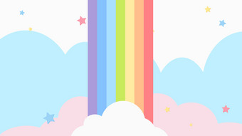 摘要卡哇伊色彩斑斓的云天空彩虹背景软梯度柔和的漫画图形概念为孩子们和幼儿园演讲