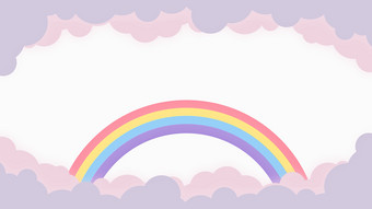 摘要卡哇伊很酷的色彩斑斓的云天空彩虹<strong>背景</strong>软梯度柔和的卡通图形概念为孩子们和<strong>幼儿园</strong>演讲