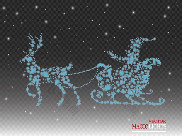 发光光效果明星破裂与闪光雪橇鹿圣诞老人老人向量发光光效果明星破裂与闪光雪橇鹿圣诞老人老人