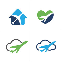 爱旅行标志设计飞机心和首页旅行机构和旅游标志