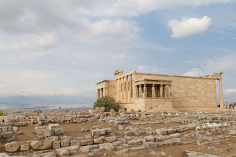 包含寺庙废墟的<strong>卫城</strong>雅典希腊8月下午