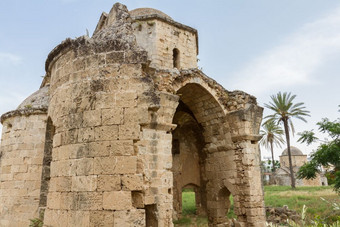尼古拉斯拜占庭式的教堂法马古斯塔塞浦路斯一个的三个剩下的拜占庭式的教堂的围墙城市区域