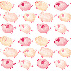 无缝的模式与有趣的卡通粉红色的和橙色猪一年的猪的中国人日历手绘干柔和的