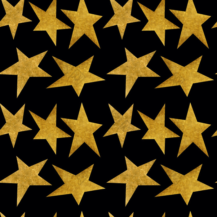 无缝的模式与金金属星星黑色的背景时尚的点缀与几何重复形状无缝的模式与金金属星星黑色的背景