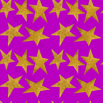 无缝的模式与金金属星星淡紫色背景时尚的点缀与几何重复的形式为印刷面料问候卡片礼物包装和婚礼邀请无缝的模式与金金属星星淡紫色背景
