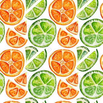 无缝的模式与橙色葡萄柚和石灰块地中海水果孤立的柑橘类水果无缝的模式与橙色葡萄柚和石灰