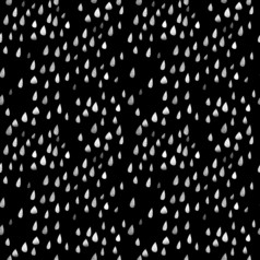 无缝的模式与大雨滴单色卡通雨黑色的背景软圆形的水彩形状与纸纹理黑色的和白色时尚的Orrnament为纺织品无缝的模式与大雨滴