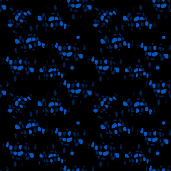 无缝的摘要模式蓝色的圈和椭圆点黑色的背景圆形的和锋利的滴安排圆形的和三角形状类似的原子细胞像素无缝的摘要模式