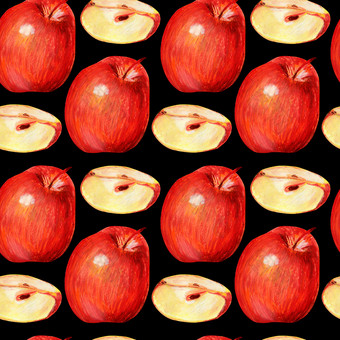 一半红色的苹果孤立的白色背景季度成熟的水果与纸浆和种子手绘石油柔和的插图为食物标签设计生态产品一半红色的苹果孤立的白色背景