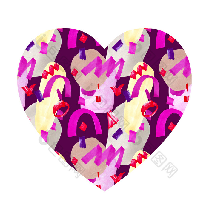 摘要心形状的背景节日模板与几何色彩斑斓的形状紫色的背景为情人节rsquo一天摘要心形状的背景
