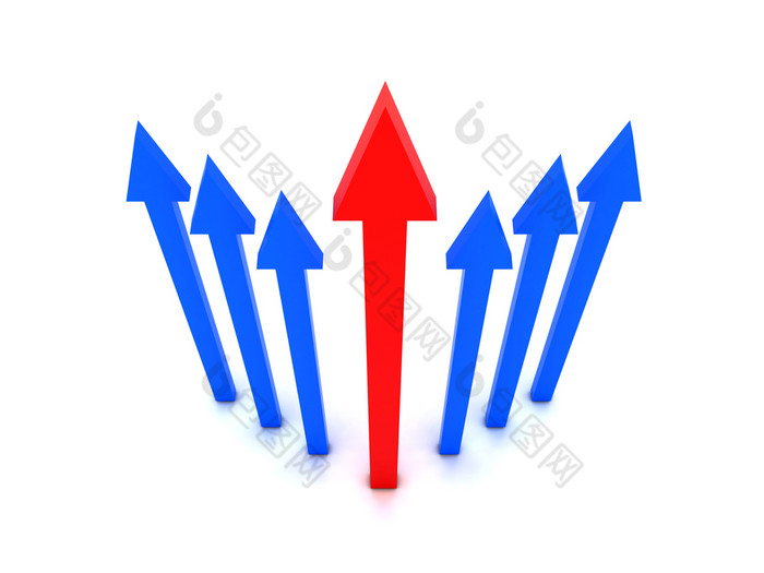 不断上升的蓝色的箭头与红色的箭头中心概念插图不断上升的蓝色的箭头与红色的箭头中心概念插图