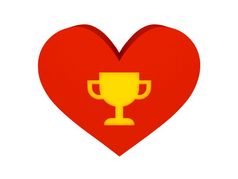 大红色的心与奖杯象征概念插图