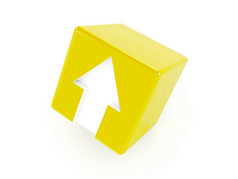 黄色的多维数据集与箭头指出概念插图