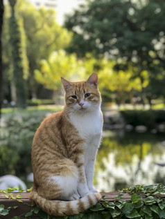 虎斑猫等待与食物容器