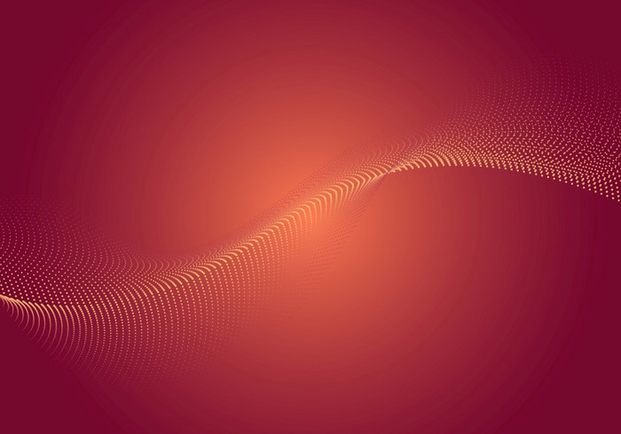 摘要动态波点数组粒子流动红色的发光的背景向量插图