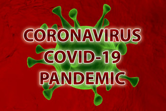 冠状病毒流感大流行新冠病毒绿色病毒红色的背景渲染冠状病毒流感大流行新冠病毒绿色病毒红色的背景